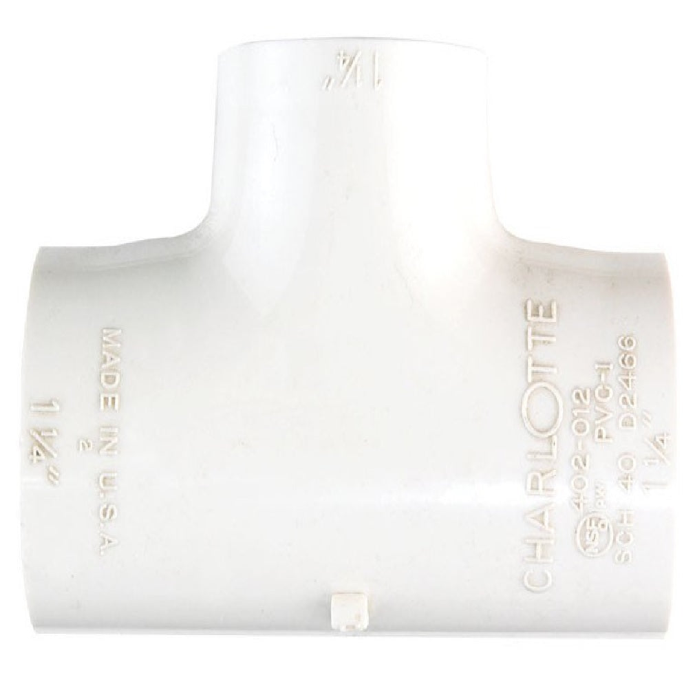 Charlotte Pipe PVC 02401 1200HA Pressure Tee, White, 1-1/4 Inch