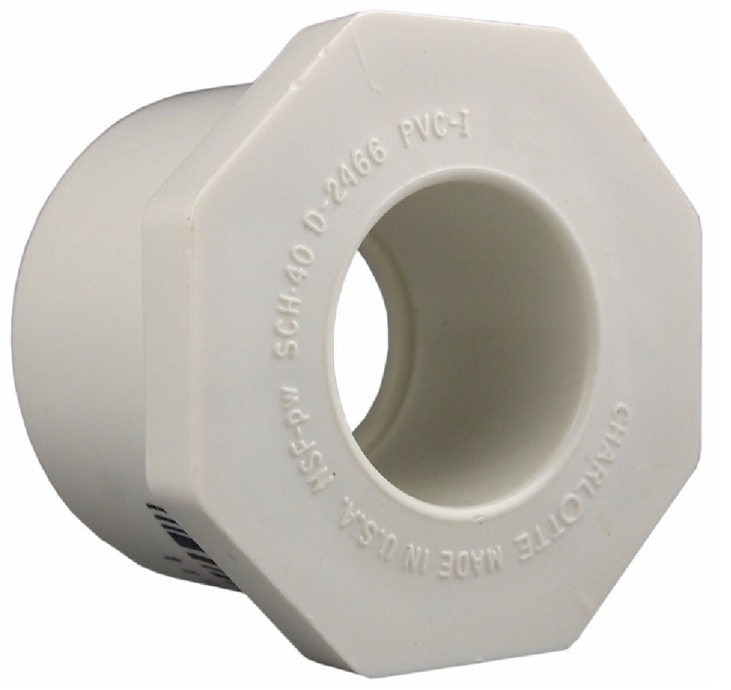 Charlotte Pipe PVC 02107 0600HA Schedule 40 PVC Reducer Bushing, White