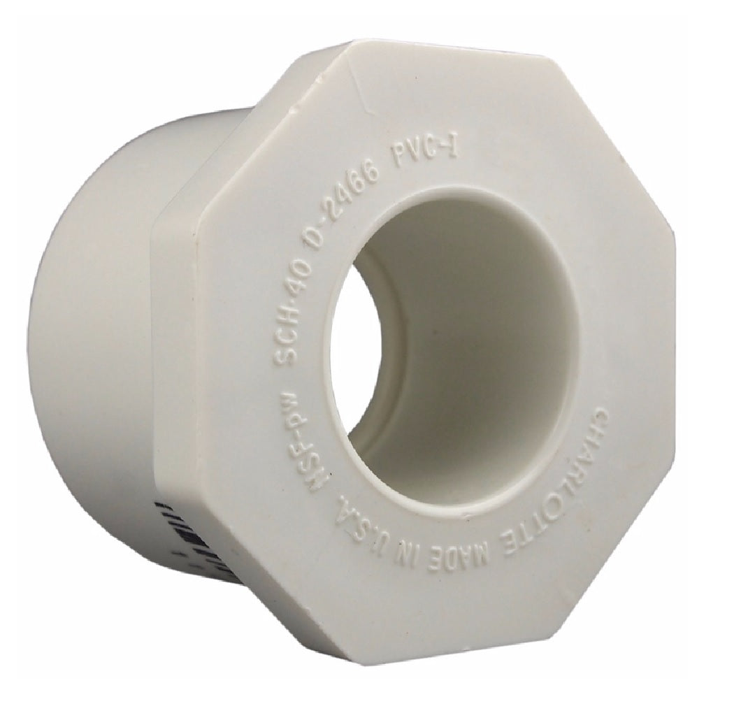Charlotte Pipe PVC 02107 1275HA Schedule 40 Reducing Bushing, White