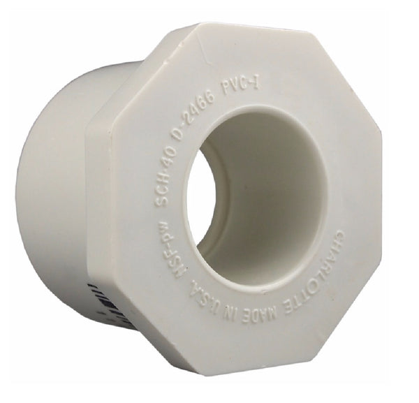 Charlotte Pipe PVC 02107 1275HA Schedule 40 Reducing Bushing, White