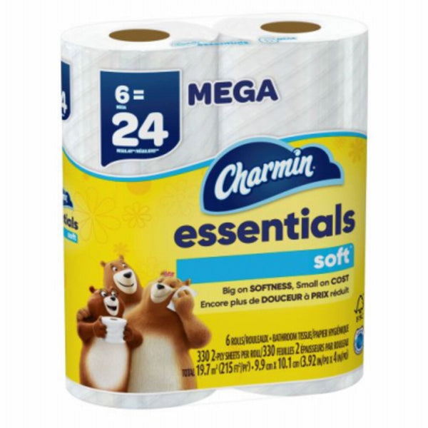 Charmin 04537 Essentials Soft Toilet Paper, 6 Rolls