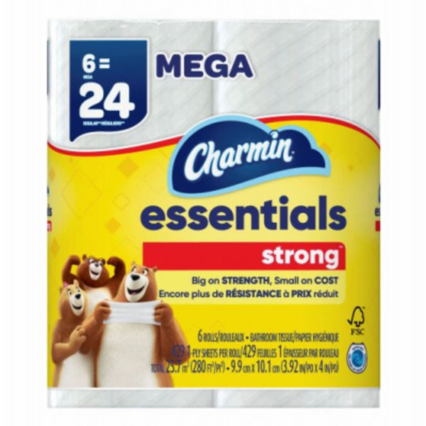 Charmin 04515 Essentials Strong Toilet Paper, 6 Rolls