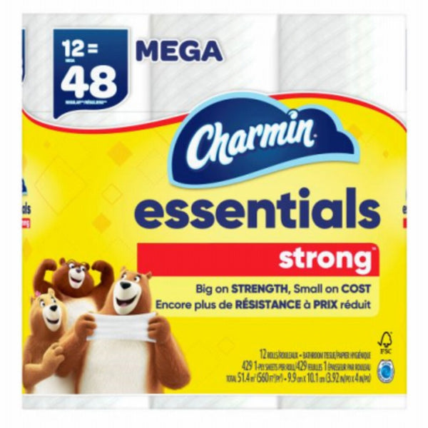 Charmin 03156 Essentials Strong Toilet Paper, 12 Rolls