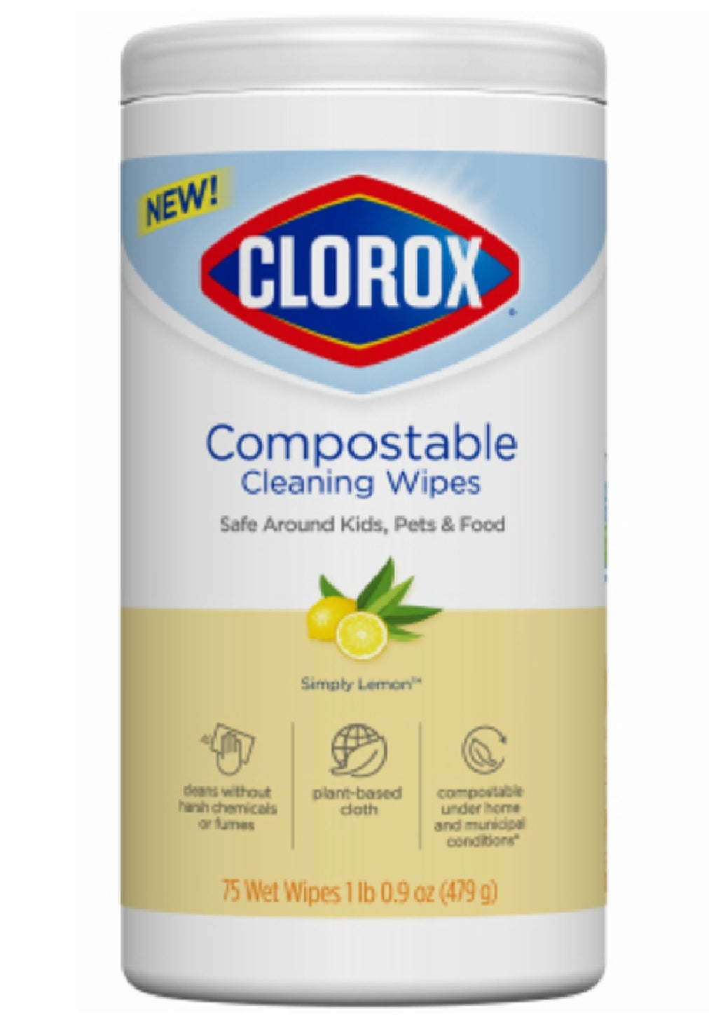 Clorox 32485 Compostable Cleaning Wipes, 75 Count