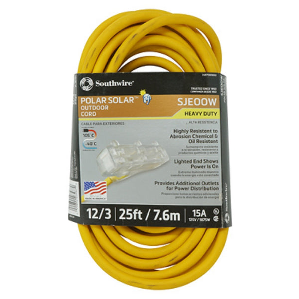 Coleman Cable 3487SW0002 Tri-Source SJEOW Outdoor Vinyl Extension Cord, 25 Feet