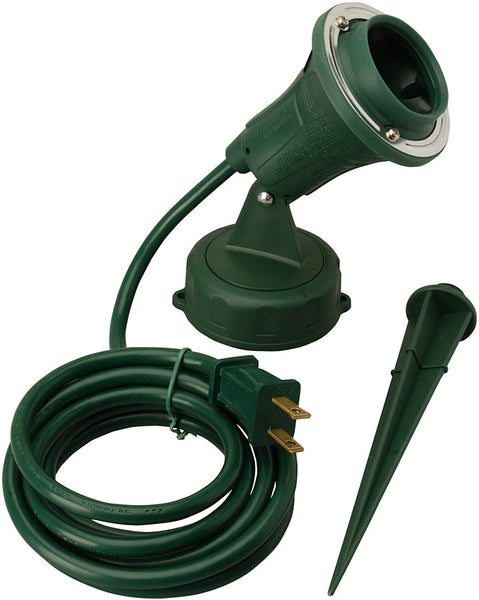 Coleman Cable 0430 Yard Master Floodlight Fixture with Stake & Cord, Green