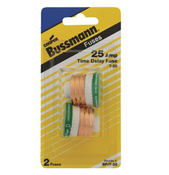 Cooper Bussman BP/T-25 Time Delay Plug Fuse, 25 Amps, 125 Volts