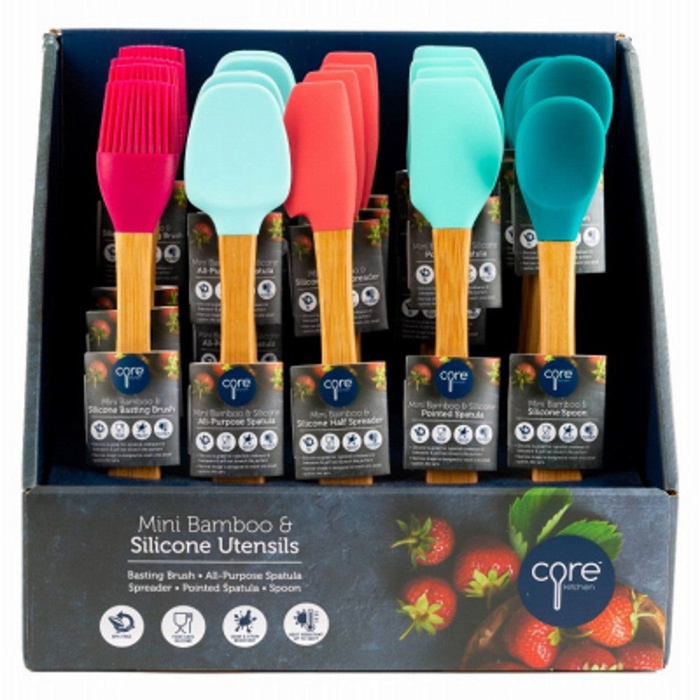Core Kitchen CDU21318-TV Bamboo + Silicone Mini Utensils CDU, Silicone/Wood
