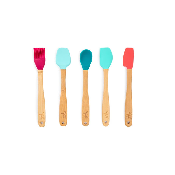 Core Kitchen CDU21318-TV Bamboo + Silicone Mini Utensils CDU, Silicone/Wood