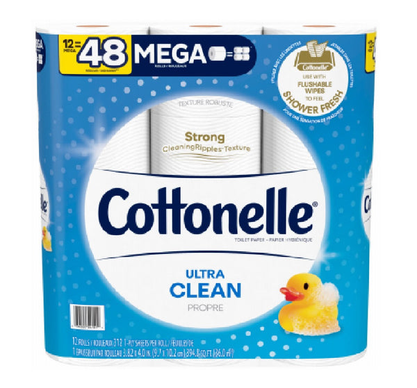 Cottonelle 54151 Ultra CleanCare Toilet Paper, 12 Mega Rolls
