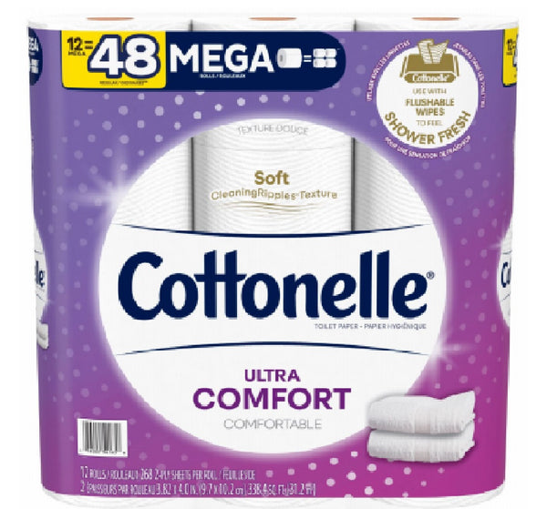 Cottonelle 54165 Ultra ComfortCare Toilet Paper, 12 Mega Rolls