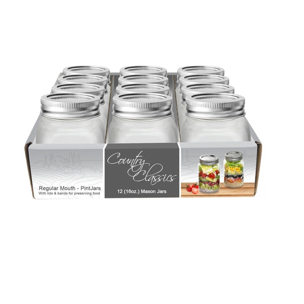 Country Classics CCCJ-116-12PK Canning Jar, 1 Pint Capacity