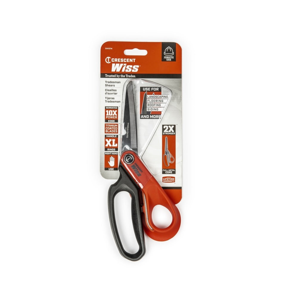 Crescent Wiss CW10TM Heavy-Duty Titanium Coated Tradesman Shears, 10 Inch