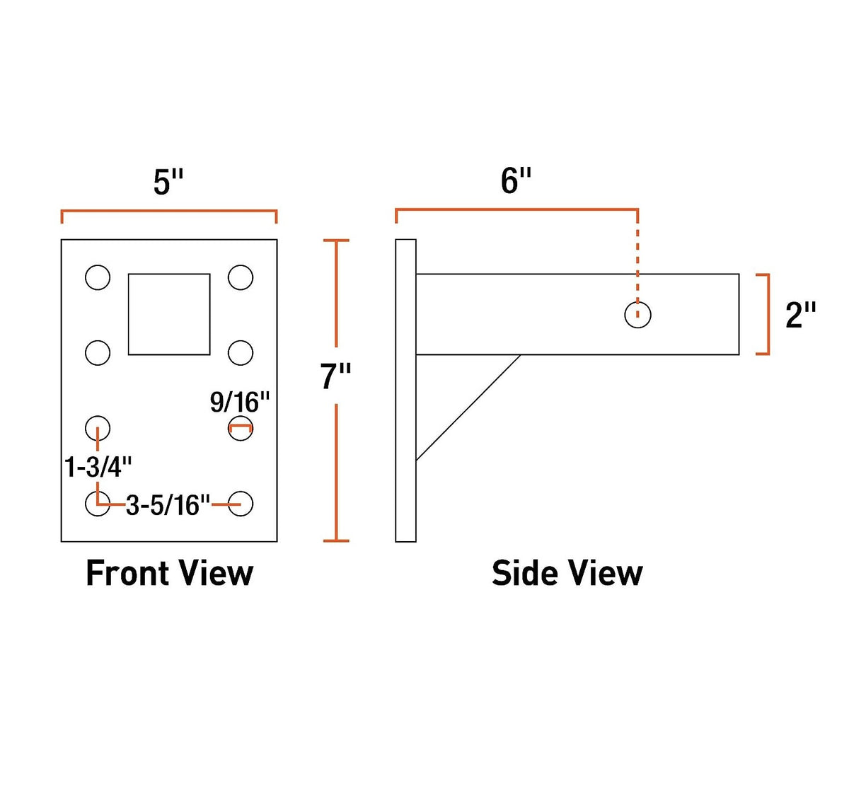 Curt 48323 Adjustable Pintle Mounting Plate, Black, Steel