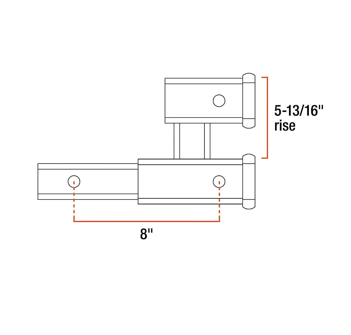 Curt 45792 Dual Receiver Extender, Black, Carbon Steel