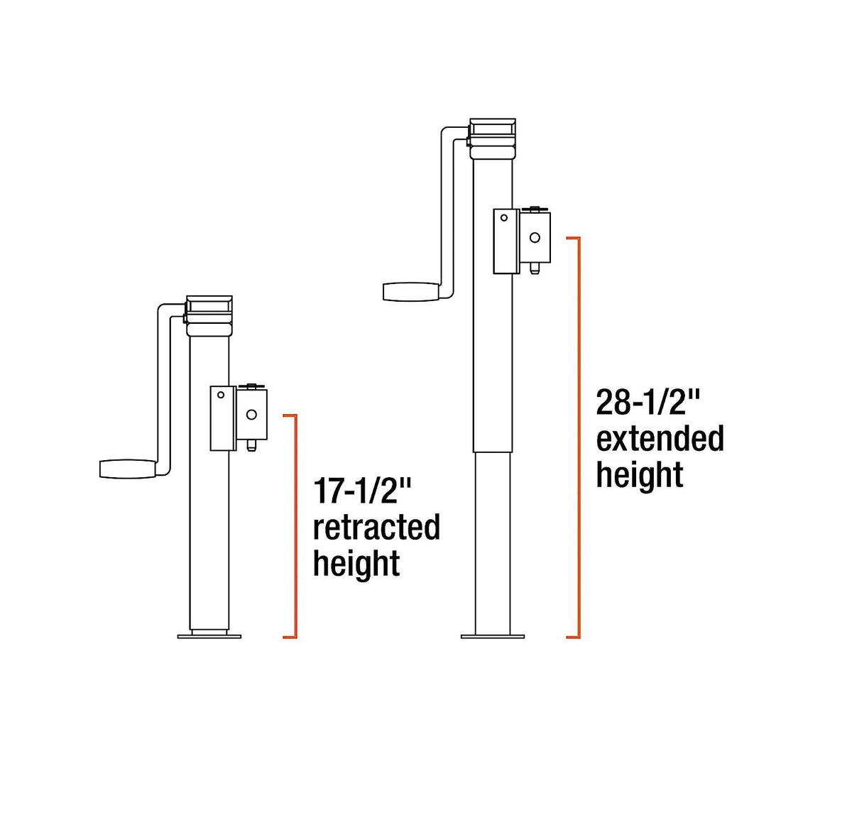 Curt 28321 Weld-On Pipe-Mount Swivel Trailer Jack, 10 Inch