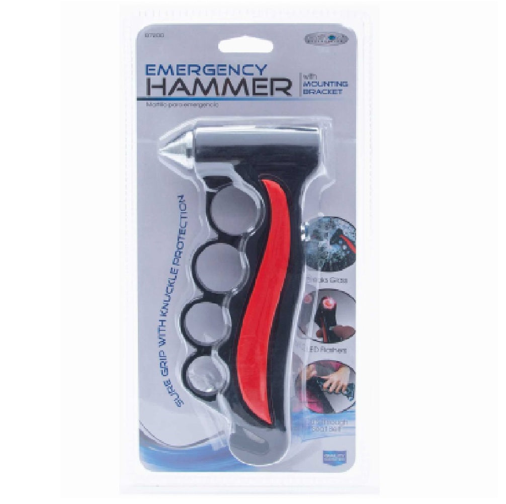 Custom Accessories 97200 3-in-1 Vehicle Escape Emergency Hammer, Black and Red