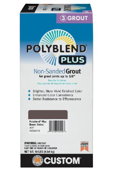 Custom Building Products PBPG64710 Polyblend Non-Sanded Grout, Brown Velvet, 10 lb