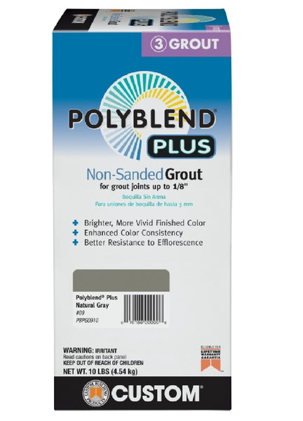 Custom Building Products PBPG0910 Polyblend Non-Sanded Grout, Natural Gray, 10 lb