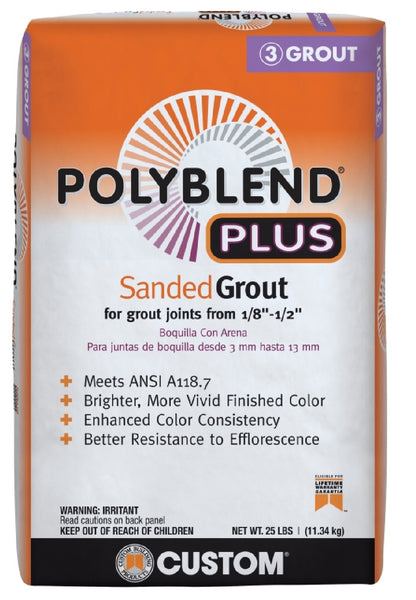 Custom Building Products PBPG64025 Polyblend Sanded Grout, Arctic White, 25 lb