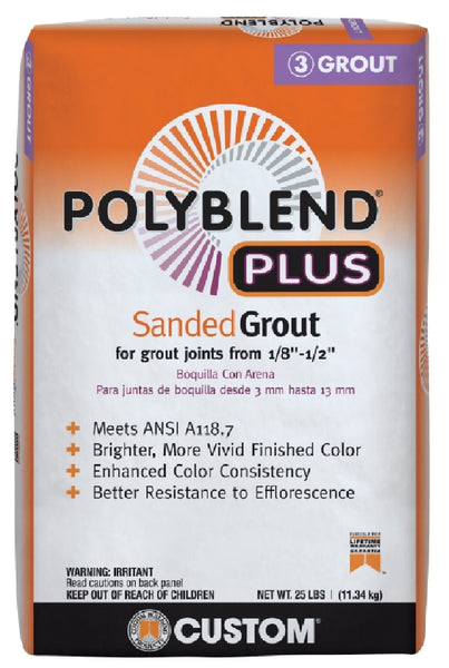 Custom Building Products PBPG6025 Polyblend Sanded Grout, Charcoal, 25 LB