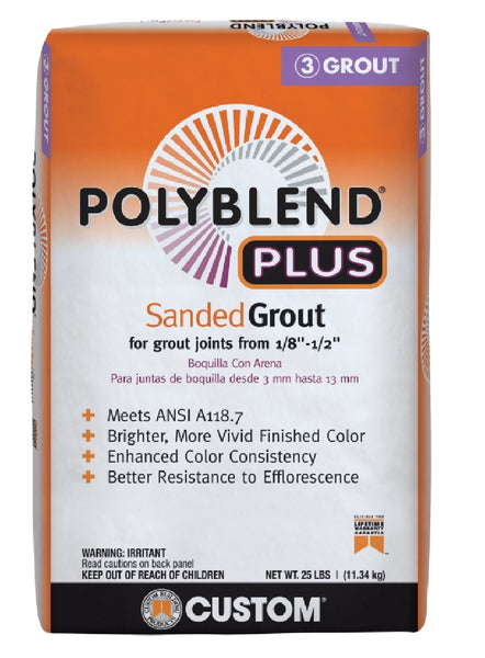 Custom Building Products PBPG64625 Polyblend Sanded Grout, Coffee Bean, 25 lb