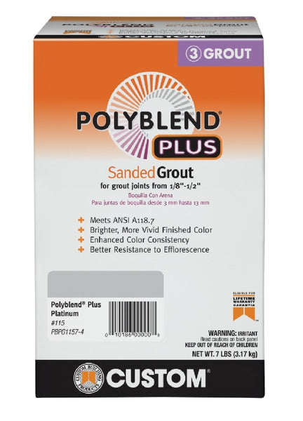 Custom Building Products PBPG1157-4 Polyblend Sanded Grout, Platinum, 7 lb