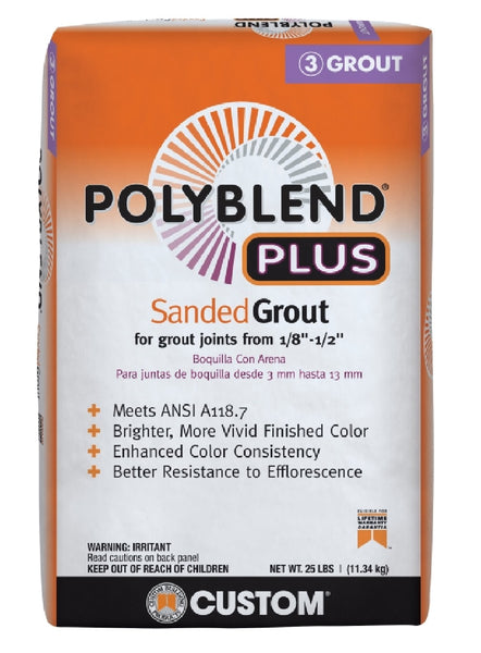 Custom Building Products PBPG64725 Polyblend Sanded Grout, Brown/Velvet, 25 lb