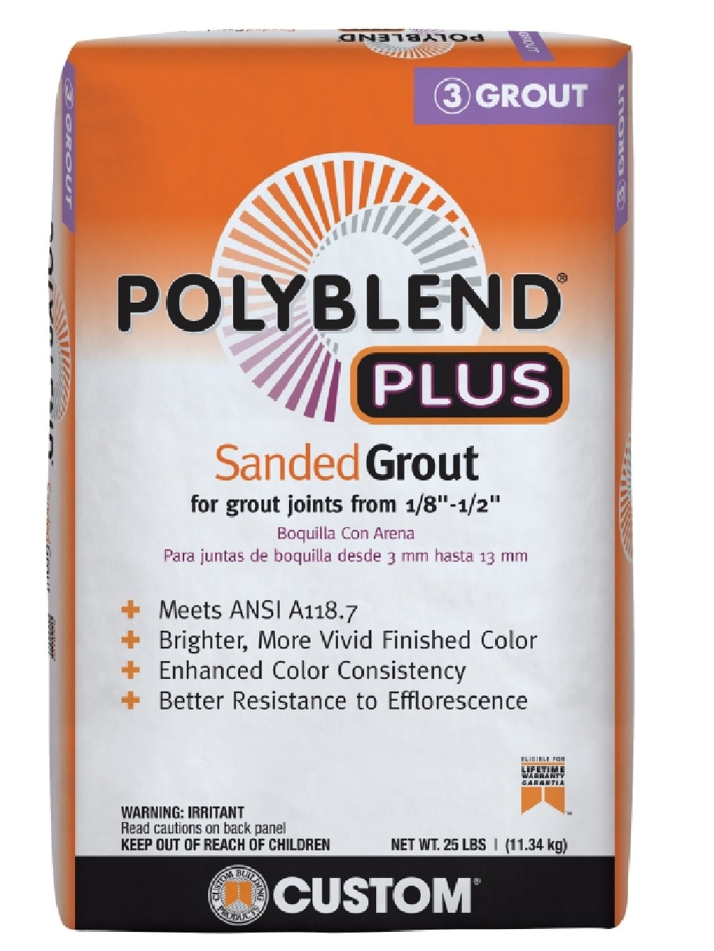 Custome Building Products PBPG11525 Sanded Grout, Platinum