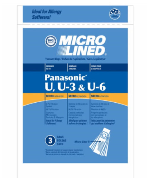 DVC PR-1471 Panasonic Peak Performance U Style Vacuum Bag, 3-Pack