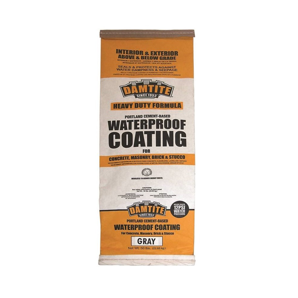 Damtite 02551/02501 Heavy Duty Water Proofing Coating, Grey, 50 Lbs