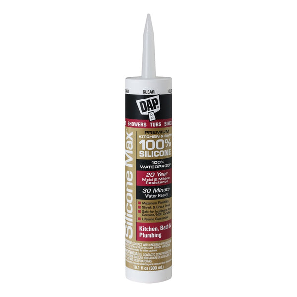 DAP 08668 Silicone Max Kitchen and Bath Sealant, Clear