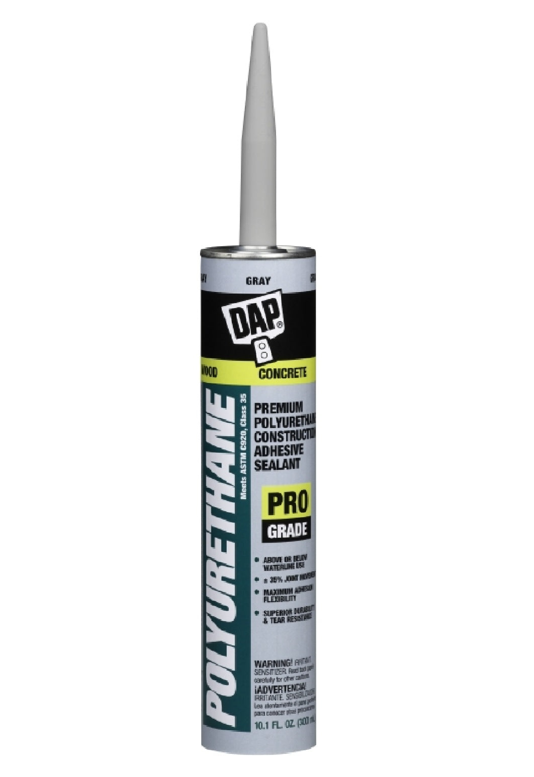Dap® 18814 Premium Polyurethane Construction Adhesive Sealant, 10.1 Oz, Gray