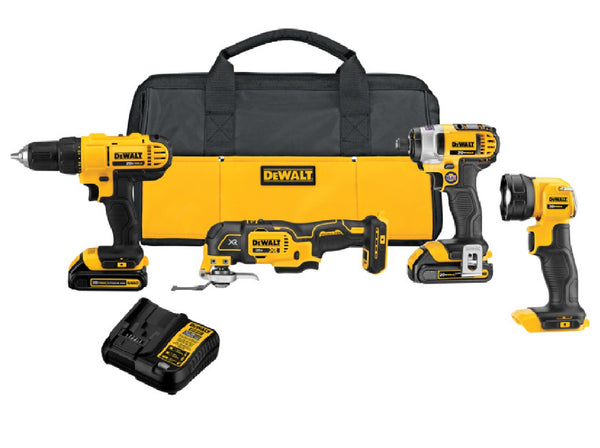 DeWalt DCK444C2 4 -Tool Cordless Combo Kit, Yellow, 20 Volts