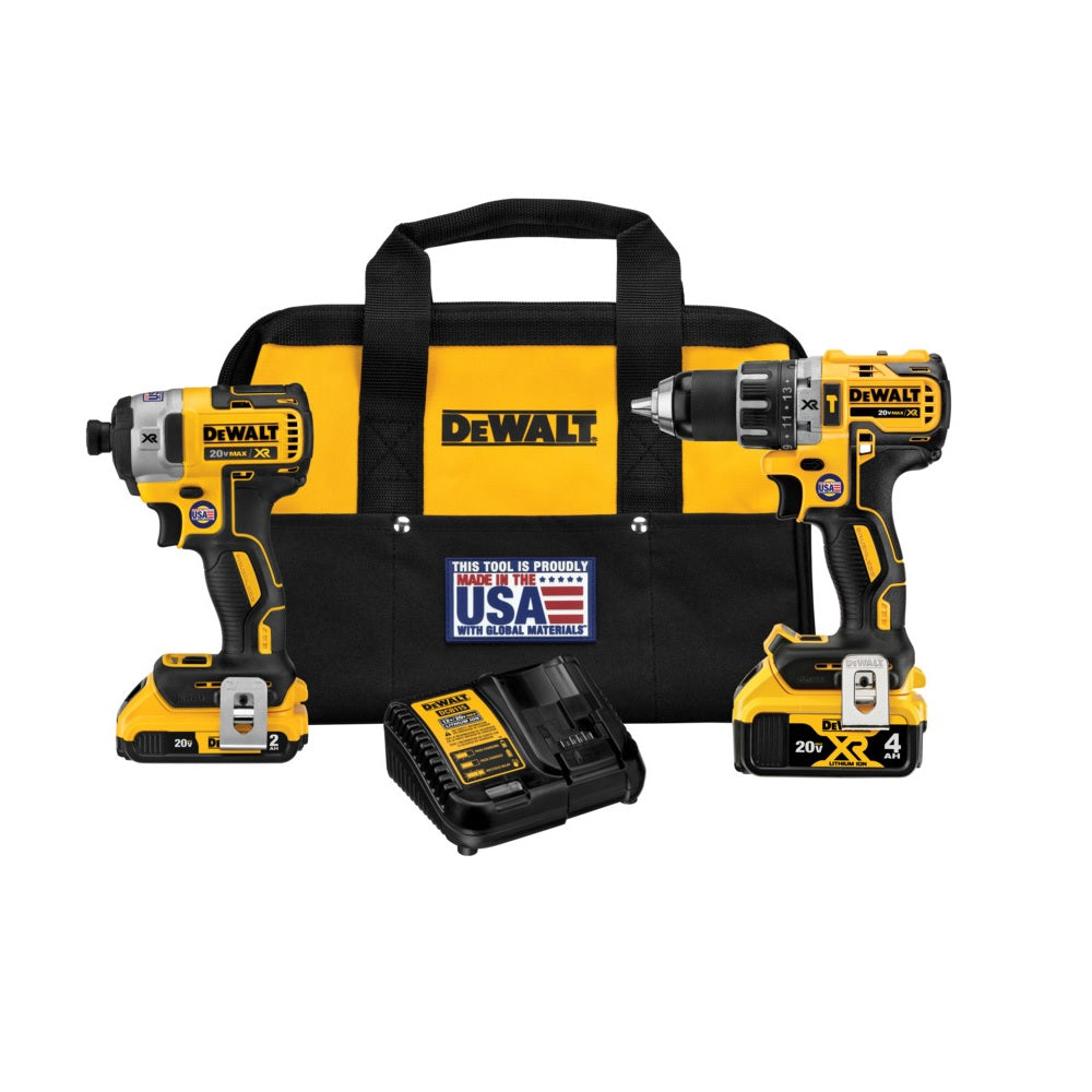 DeWalt DCK287D1M1 Cordless Hammer Drill & Impact Driver Kit, Black/Yellow