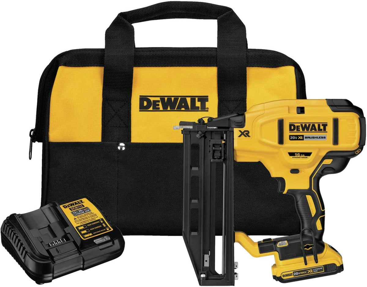 DeWalt DCN662D1 20V MAX XR Cordless Straight Finish Nailer Kit, 20 Volt