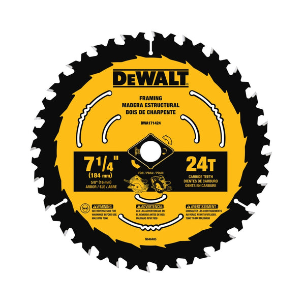 DeWalt DWA171424 Circular Saw Blade, Tungsten Carbide Tipped, 24 Teeth