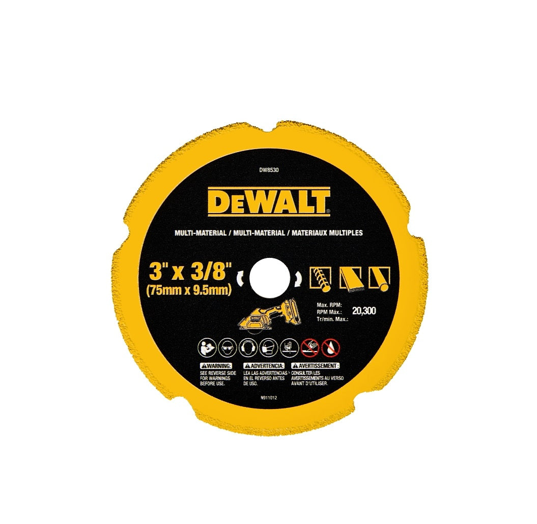 DeWalt DW8530 Diamond Blade, 3 inches Dia, 3/8 inches Arbor