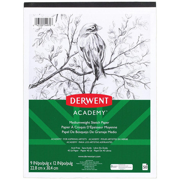 Derwent 54970 Academy Sketch Paper Pad, 9 Inch x 12 Inch