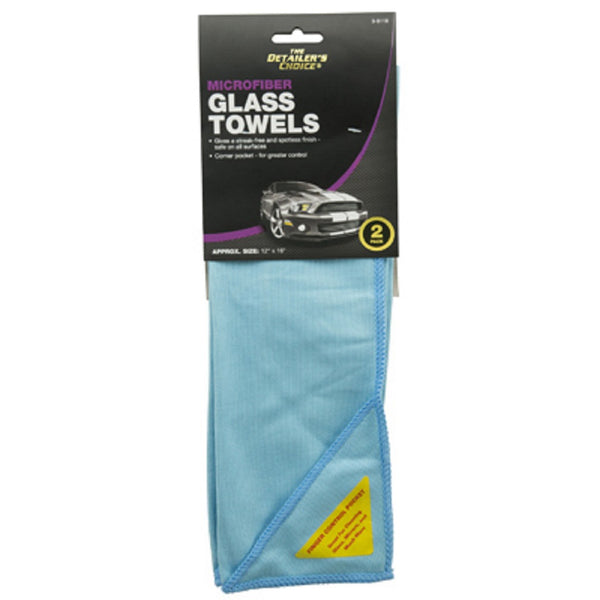 Detailer's Choice 3-5118 Microfiber Glass Towel, 2 Pack