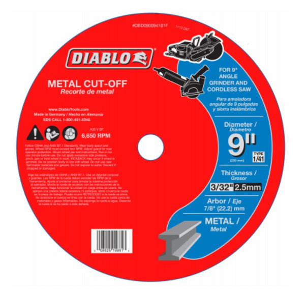 Diablo DBD090094101F Metal Cut Off Disc, 9 Inch