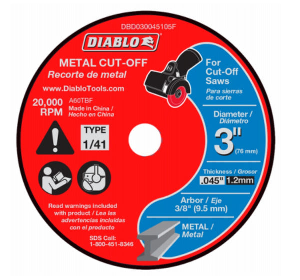 Diablo DBD030045105F Metal Cut Off Disc, 3 Inch