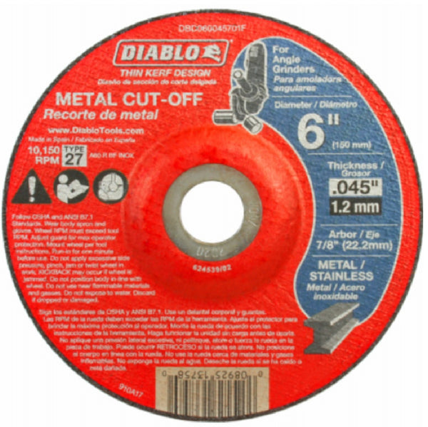 Diablo DBDS60045101F Type 1 Metal Cut Off Disc, 6 Inch