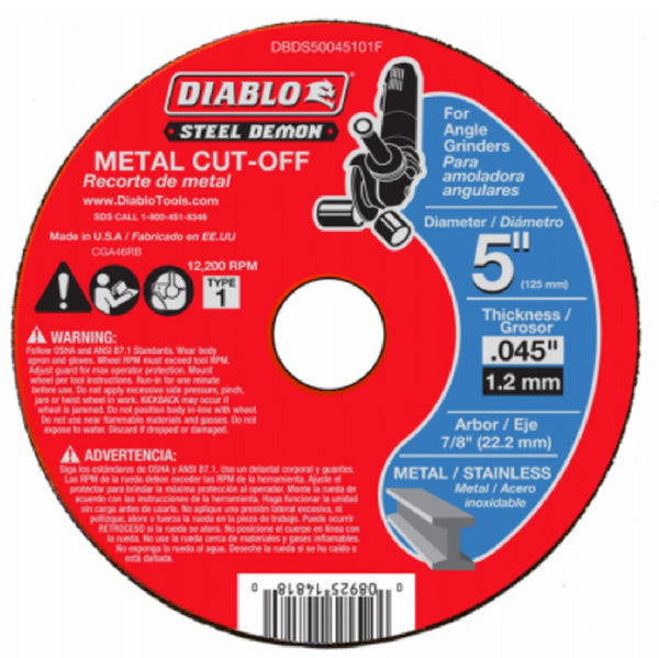 Diablo DBDS50045101F Type 1 Metal Cut Off Disc, 5 Inch
