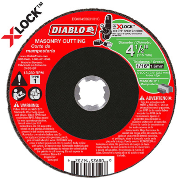 Diablo DBX045063101C X-Lock Masonry Cut Off Blade, 4.5 Inch x 1/16 Inch