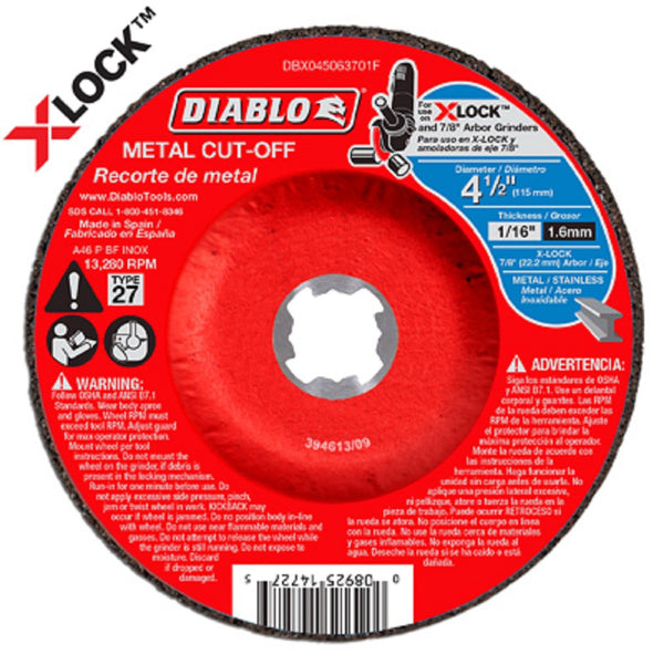 Diablo DBX045063701F X-Lock Metal Cut Off Blade, 4.5 Inch x 1/16 inch