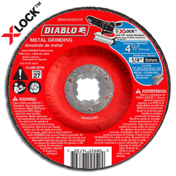 Diablo DBX045250701F X-Lock Metal Grinding Blade, 4.5 Inch x 1/4 Inch