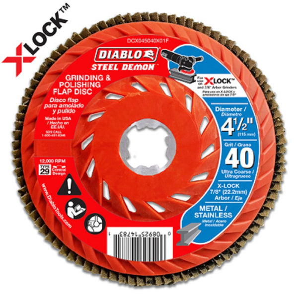 Diablo DCX045040X01F X-Lock Flap Disc, 40 Grit, 4-1/2 Inch