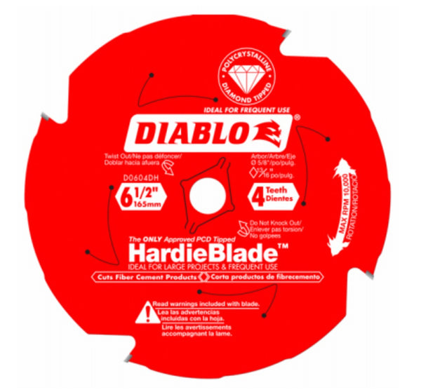 Diablo D0604DHA Fiber Cement Hardieblade, 6-1/2 Inch X 4 Tooth