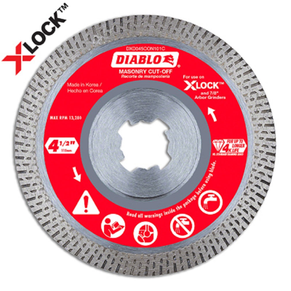 Diablo DDX045CON101C X-Lock Diamond Continuous Cut Off Disc, 4-1/2 Inch
